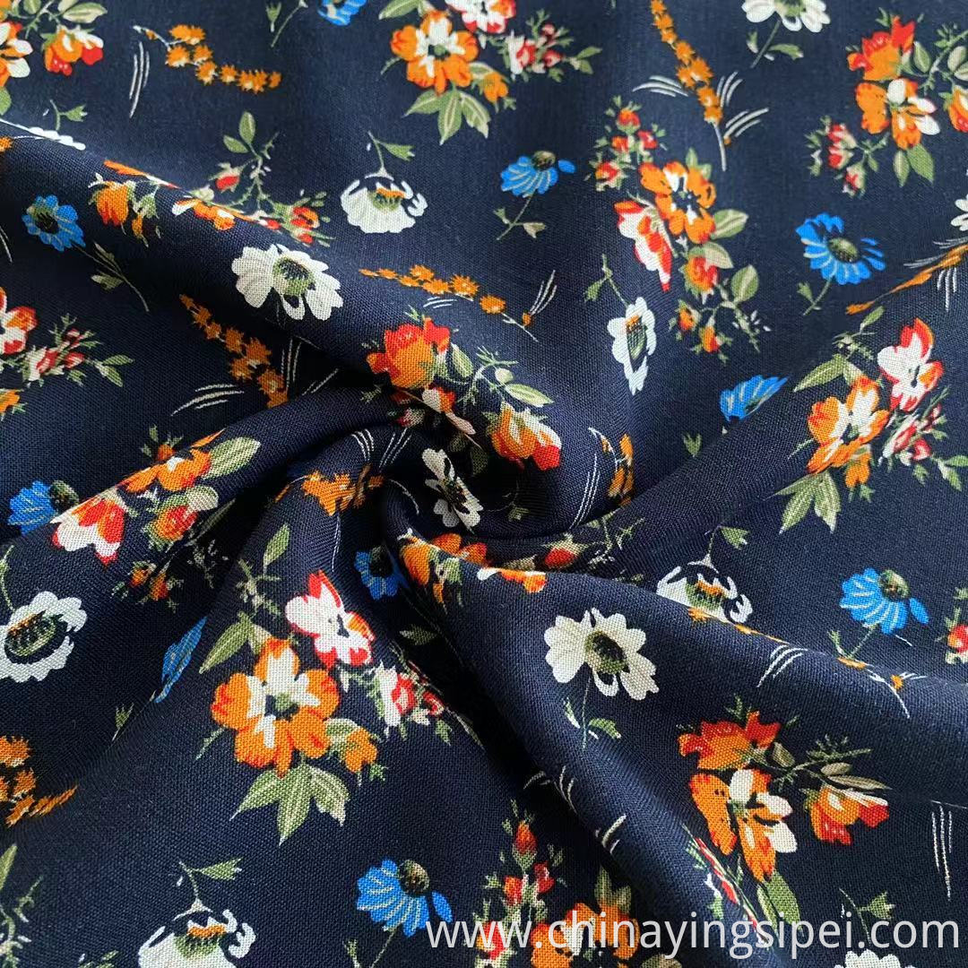 Original 105gsm elegant flower print 100% rayon fabric for dress 30s